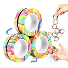 Load image into Gallery viewer, Fidbits Fidget 2x Rainbow Magnetic Ring Finger Spinner