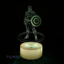 Load image into Gallery viewer, FIDBITS Captain America 3D Illusion Lamp Luminate Base Night Light LED 7 Colour Touch