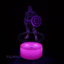 Load image into Gallery viewer, FIDBITS Captain America 3D Illusion Lamp Luminate Base Night Light LED 7 Colour Touch