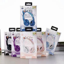 Load image into Gallery viewer, FIDBITS Cat Ears LED Headphones Cute Wireless Headset Bluetooth 5.0 RGB LED Light