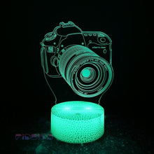 Load image into Gallery viewer, FIDBITS DSLR Camera 3D Illusion Lamp Luminate Base Night Light LED 7 Colour Touch Gift