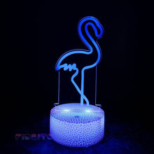Load image into Gallery viewer, FIDBITS Flamingo 3D Illusion Lamp Luminate Base Night Light LED 7 Colour Touch Gift Lamp