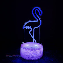 Load image into Gallery viewer, FIDBITS Flamingo 3D Illusion Lamp Luminate Base Night Light LED 7 Colour Touch Gift Lamp