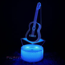 Load image into Gallery viewer, FIDBITS Guitar 3D Illusion Lamp Luminate Base Night Light LED 7 Colour Touch Gift