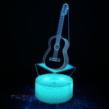 Load image into Gallery viewer, FIDBITS Guitar 3D Illusion Lamp Luminate Base Night Light LED 7 Colour Touch Gift