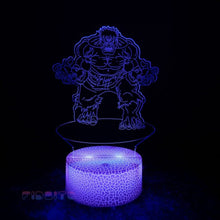 Load image into Gallery viewer, FIDBITS Hulk 3D Illusion Lamp Luminate Base Night Light LED 7 Colour Touch Gift Lamp