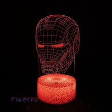 Load image into Gallery viewer, FIDBITS Ironman Head 3D Illusion Lamp Luminate Base Night Light LED 7 Colour Touch Gift