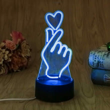 Load image into Gallery viewer, FIDBITS Love Heart New 3D Illusion Lamp Night Light LED 7 Colour Touch Table Lamp
