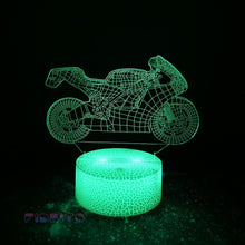 Load image into Gallery viewer, FIDBITS Motorbike 3D Illusion Lamp Luminate Base Night Light LED 7 Colour Touch Gift