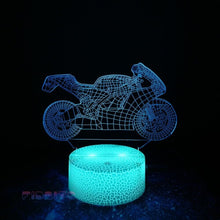 Load image into Gallery viewer, FIDBITS Motorbike 3D Illusion Lamp Luminate Base Night Light LED 7 Colour Touch Gift