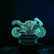 Load image into Gallery viewer, FIDBITS Night Lights &amp; Ambient Lighting Motorbike 3D Illusion Lamp Night Light LED 7 Colour Touch Table Lamp