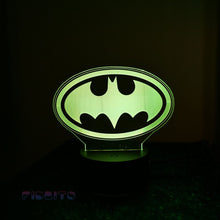 Load image into Gallery viewer, FIDBITS NEW Batman Sign 3D Illusion Lamp Night Light LED 7 Colour Bedside Home Lamp