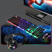 Load image into Gallery viewer, FIDBITS NEW RGB Gaming Bundle Keyboard Mouse, RGB Mouse Pad Wireless Headphones