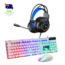 Load image into Gallery viewer, FIDBITS NEW RGB Gaming Set Keyboard, Mouse &amp; Wired Stereo Headphones Set for PC Backlit
