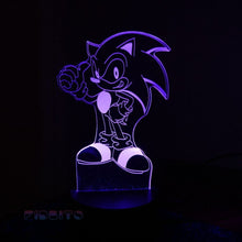 Load image into Gallery viewer, FIDBITS New Sonic 3D Illusion Lamp Night Light LED 7 Colour Office RGB Touch Table Lamp