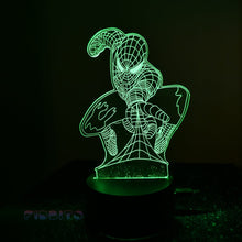 Load image into Gallery viewer, FIDBITS Night Lights &amp; Ambient Lighting New Spiderman 3D Illusion Lamp Night Light LED 7 Colour Touch Table Lamp