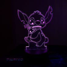 Load image into Gallery viewer, FIDBITS New Stitch &amp; Lilo 3D Illusion Lamp Night Light LED 7 Colour Bedside Touch Lamp