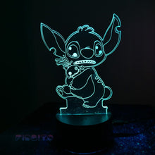 Load image into Gallery viewer, FIDBITS New Stitch &amp; Lilo 3D Illusion Lamp Night Light LED 7 Colour Bedside Touch Lamp