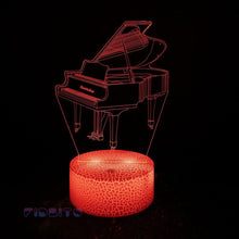 Load image into Gallery viewer, FIDBITS Piano 3D Illusion Lamp Luminate Base Night Light LED 7 Colour Touch Gift