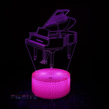 Load image into Gallery viewer, FIDBITS Piano 3D Illusion Lamp Luminate Base Night Light LED 7 Colour Touch Gift