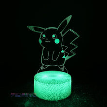 Load image into Gallery viewer, FIDBITS Pikachu Pokémon 3D Illusion Lamp Luminate Base Night Light LED 7 Colour Touch