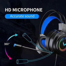 Load image into Gallery viewer, FIDBITS Pro Gaming Headphones Plug Stereo Sound Wired USB Virtual Led Light with Mic