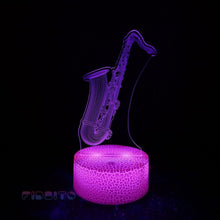 Load image into Gallery viewer, FIDBITS Saxophone 3D Illusion Lamp Luminate Base Night Light LED 7 Colour Touch Gift