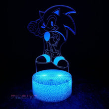 Load image into Gallery viewer, FIDBITS Sonic 3D Illusion Lamp Luminate Base Night Light LED 7 Colour Touch