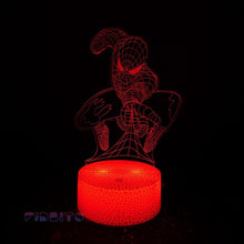 Load image into Gallery viewer, FIDBITS Spiderman 3D Illusion Lamp Luminate Base Night Light LED 7 Colour Touch Gift
