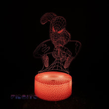 Load image into Gallery viewer, FIDBITS Spiderman 3D Illusion Lamp Luminate Base Night Light LED 7 Colour Touch Gift