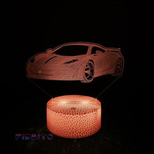 Load image into Gallery viewer, FIDBITS Super Car 3D Illusion Lamp Luminate Base Night Light LED 7 Colour Touch Gift