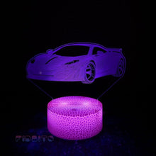 Load image into Gallery viewer, FIDBITS Super Car 3D Illusion Lamp Luminate Base Night Light LED 7 Colour Touch Gift