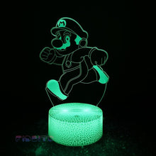 Load image into Gallery viewer, FIDBITS Super Mario 3D Illusion Lamp Luminate Base Night Light LED 7 Colour Touch Gift