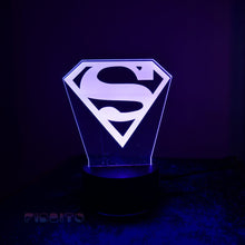 Load image into Gallery viewer, FIDBITS Lamps Superman sign 3D Illusion Lamp Night Light LED 7 Colour Touch Table Lamp