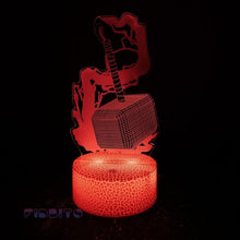 Load image into Gallery viewer, FIDBITS Thor Hammer 3D Illusion Lamp Luminate Base Night Light LED 7 Colour Touch Gift