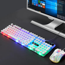 Load image into Gallery viewer, FIDBITS White RGB Mechanical Keyboard Punk Keycap Gaming Keyboard and Mouse Set for PC Backlit