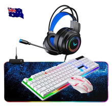 Load image into Gallery viewer, FIDBITS White Wired Gaming Keyboard and Mouse Combo Set RGB Backlit for Windows PC