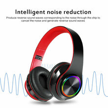 Load image into Gallery viewer, FIDBITS Wireless Gaming Headphones RGB LED Light up Bluetooth 5.0  with built in mic Black