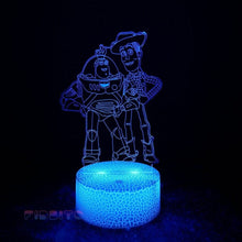 Load image into Gallery viewer, FIDBITS Woody &amp; Buzz 3D Illusion Lamp Luminate Base Night Light LED 7 Colour Touch Gift
