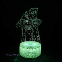 Load image into Gallery viewer, FIDBITS Woody &amp; Buzz 3D Illusion Lamp Luminate Base Night Light LED 7 Colour Touch Gift